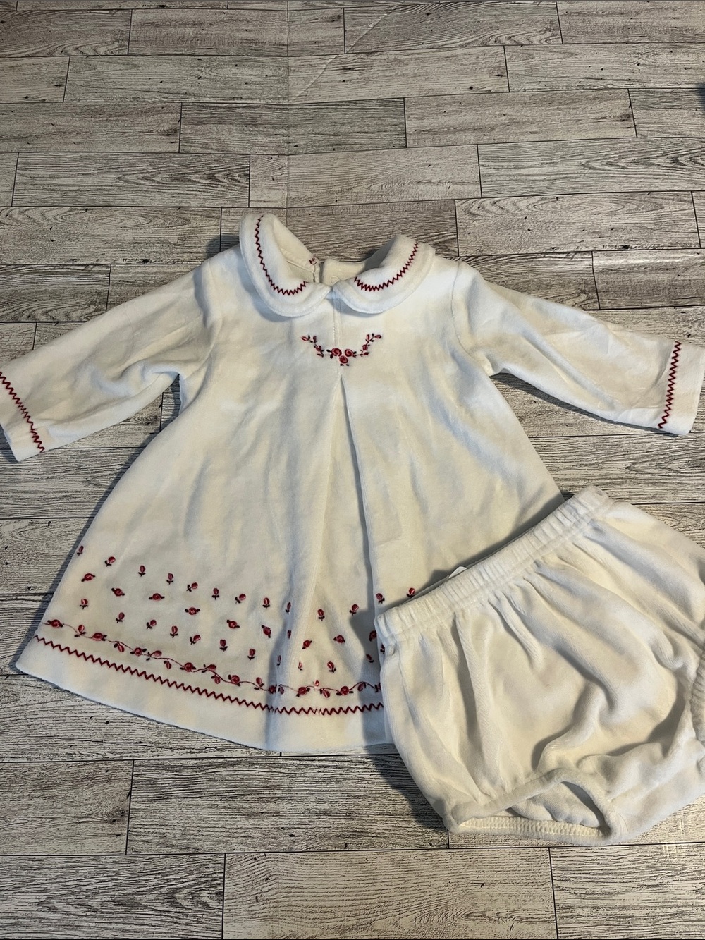 Carter’s Dress with Red Floral Embroidery & Matching Diaper Cover, Size 9 Months